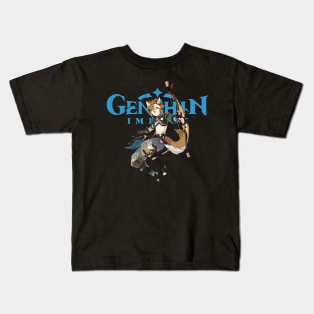 Genshin Impact Gorou Kids T-Shirt by Rendigart
